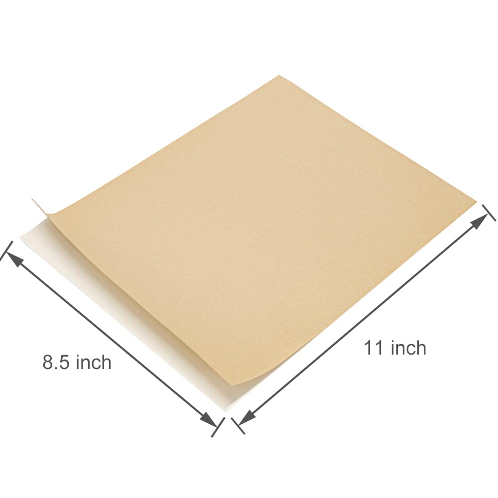 NATURALABEL 100 Sheets Printable Kraft Sticker Paper for Laser & Inkjet Printers - Full Sheet Self-Adhesive Craft Labels, Matte, Letter Size (8.5" x 11")