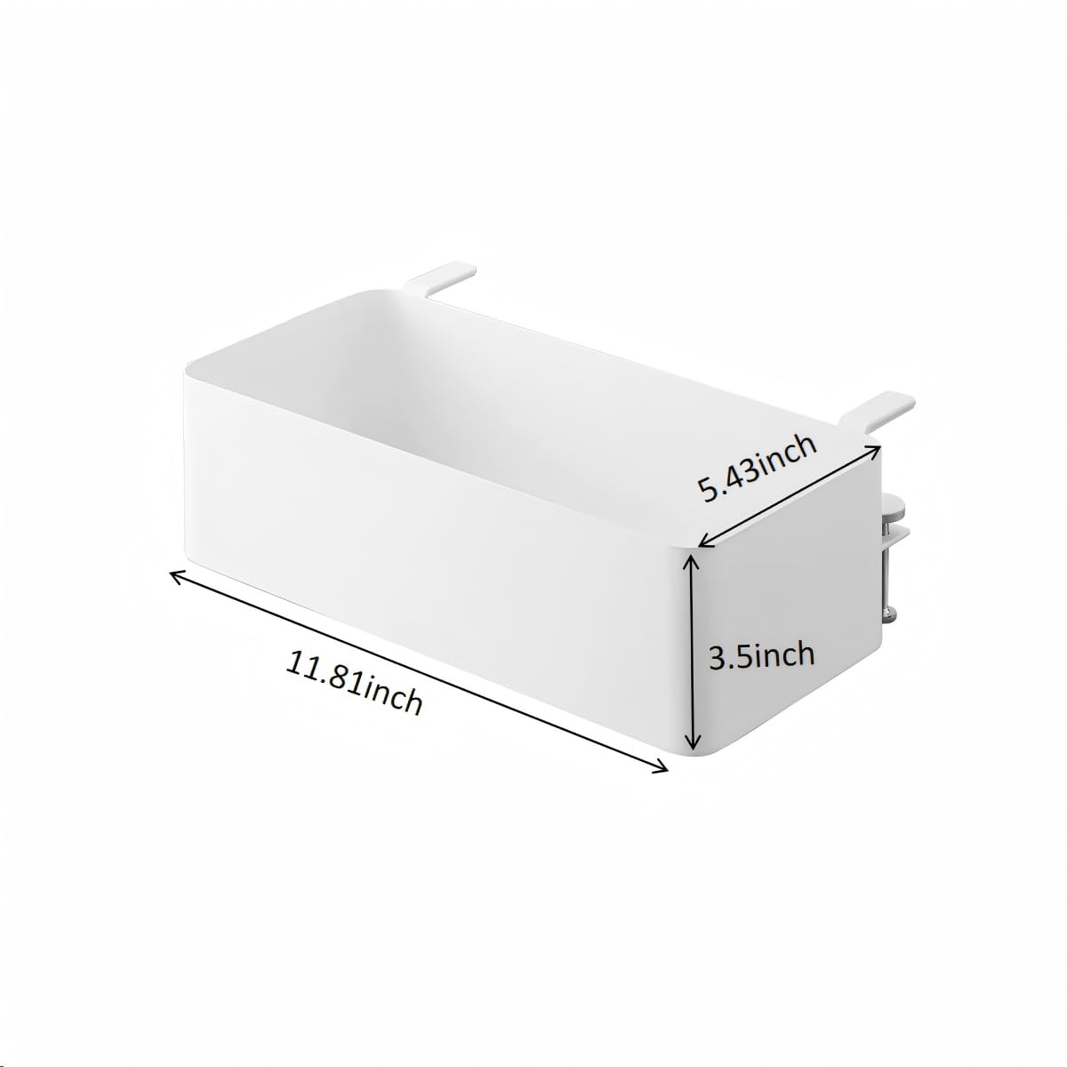 MAGSNOIC No Drill Desk Side Storage,Hanging Organizer,Clamp on Table Basket,Minimalist,Metal material,To Store Office Accessories, Gaming Devices,Storage for Office & Home,White