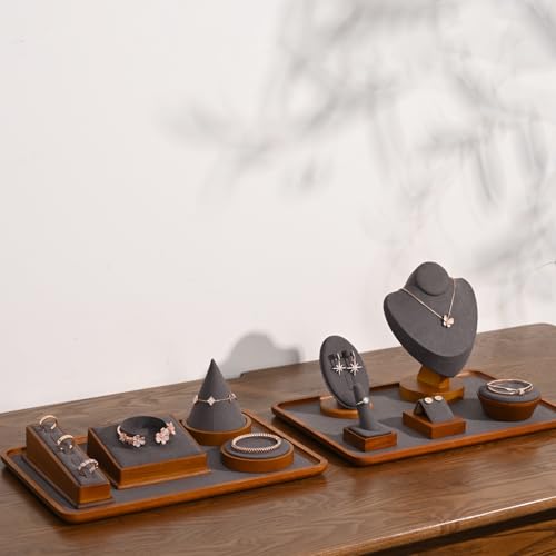 Oirlv Single Finger wooden ring display stand Jewelry Showcase Display Holder (Grey)