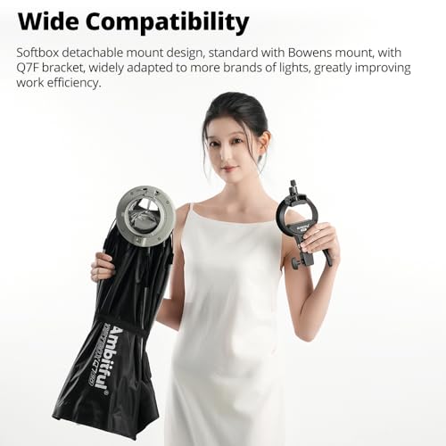 AMBITFUL 24" x 35" Strip Softbox Quick Release with Bowens Mount & Speedlite Bracket for COB Lights, Flash for CB60/CB100, LE200, SL60/SL100, MS300/SK400, V1/V1Pro/V100, AD200 (24" x 35") - color: 24" x 35"