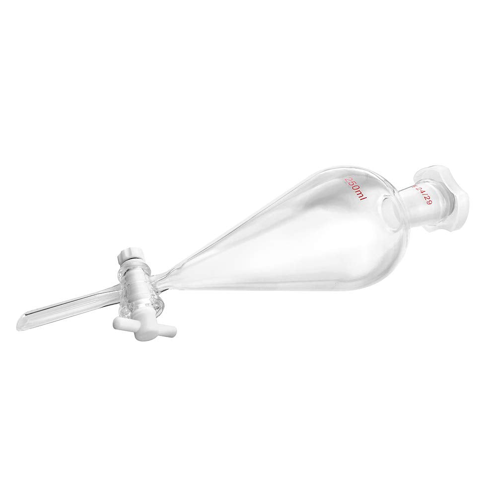 QWORK Separating Funnel with 24/29 Joints and PTFE Plug, 250ml
