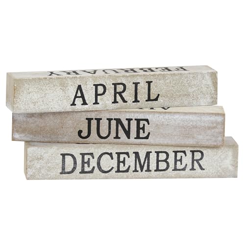 Wooden Perpetual Block Calendar for Desk, Wood Month Date Display Blocks for Teachers, Students, Classroom, Rustic Farmhouse Office Decor, Desk Accessories (5 x 4 In)