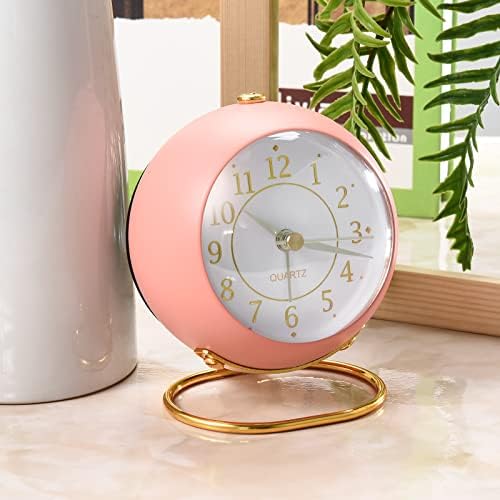 Tetino Analog Alarm Clocks,Retro Backlight Cute Simple Design Small Desk Clock with Night Light,Silent Non-Ticking,Battery Powered,for Kids,Bedroom,Travel,Kitchen,Bedside Desktop. (Orange)
