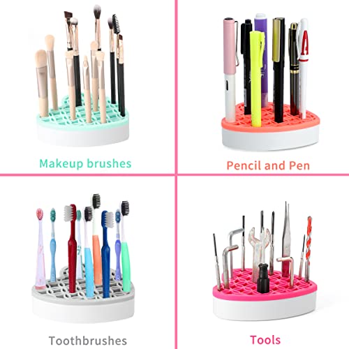 Silicone Makeup Brush Holder, Cosmetic Organizer, Pen Holder for Desk, Pencil Case, Sewing Tool, Beauty Tool, Brushes, Scissors, Toothbrush Holders (Blue) - color: Blue