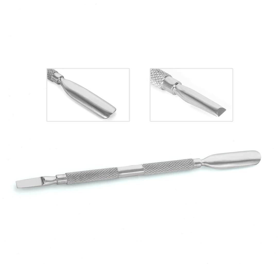 EAGERBEAUTY Cuticle Pusher and Spoon Nail Cleaner - Professional Grade Stainless Steel Cuticle Remover and Cutter - Reliable Manicure and Pedicure Tool - Fingernails and Toenails (Type A)