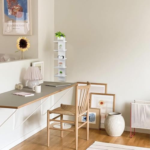 5 Tier Wall Shelf Unit - Lack Floating Shelf White，2 Pack - Narrow Smooth Laminate Finish - Vertical Column Wall Decor Mount Floating Storage Home Decor Organizer Tall Tower Utility Shelf - style: 2 PCS，5 Tier, white