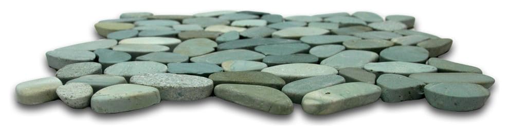 CNK Tile Sea Green XL Jumbo Sliced Pebble Tile - 12" x 12" Polished Natural Stone for Shower Floors Bathroom Backsplashes Patios Fireplaces - Durable Weather-Resistant Easy Installation - Pack of 1