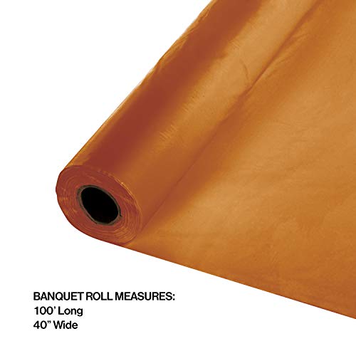 Creative Converting 323377 Touch of Color Plastic Table Banquet Roll, 100-Feet, Pumpkin Spice, 40" x 100' - color: Terracotta Orange