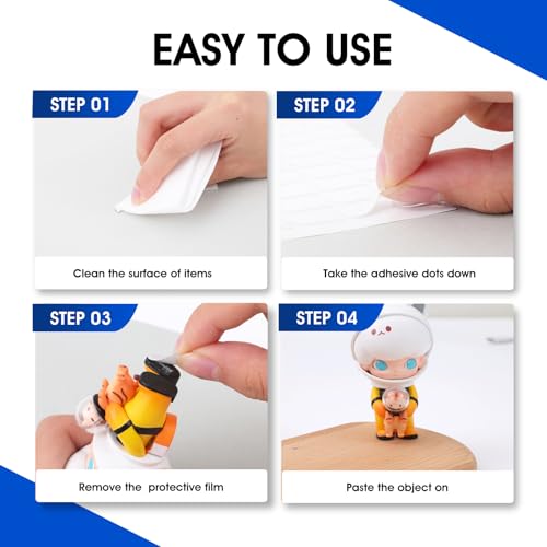 AROIC 1000 Pcs Double Sided Sticky Dots, Easy to Peel Nano Adhesive Dots, Clear Removable Sticky Tack, Strong Adhesive Gel Double Sided Tape Dot for Balloons, Posters, Home, Office, DIY Crafts - size: Rectangular - 0.31 x 0.51 inches