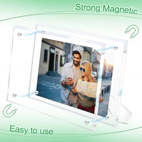 10 Pack(5×7) Acrylic Picture Frames Clear Magnetic Photo Frames Freestanding Lucite Acrylic Block Frame Frameless Desktop Display for Home Office - size: 5"x7"-10Pack
