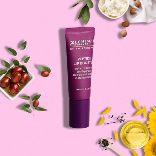 Alchimie Forever Lip Booster, Peptide-Power Plumping Formula for Hydrating Lip Treatment with Volulip & Maxilip by Sederma, Shea Butter, and Jojoba Oil – Vegan Balm for Dry Lips – 0.3 FL Oz