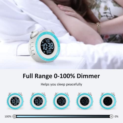 uscce Loud Dual Alarm Clock with Powerful Adjustable Bed Shaker | Vibrating Alarm Clock for Heavy Sleepers or Hearing Impaired - Easy Alarm Clock with 0-100% Dimmer & Battery Backup (White)