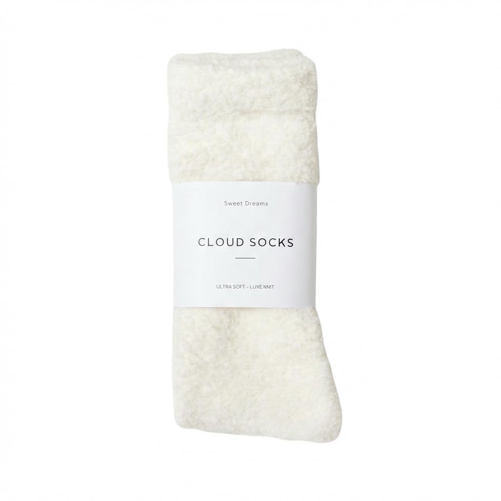 Unboxme Cloud Fuzzy Socks, Unisex Warm Cozy Sleep & Bed Slipper Socks, One Size Fits Most (US 6-12), Easter Gift-Ready, 100% Polyester, White
