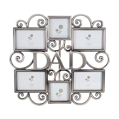 LASODY Dad Picture Frame,Cherish Every Memory,6 opening photo collage,Antique Silver,Father Day Giftsasody Fathers Day And Mothers Day Collage Picture Frame (3”X2“+2“x2", Dad)