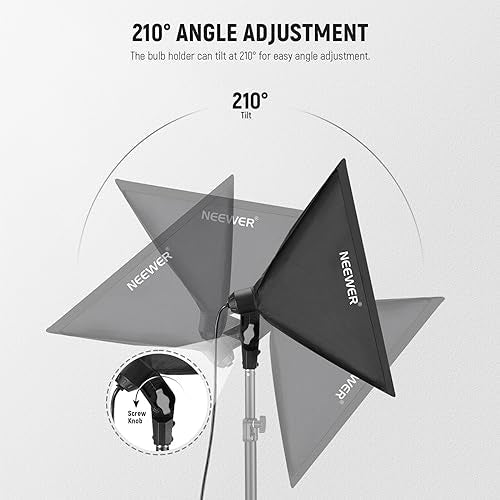 NEEWER 24x24in/60x60cm Softbox with E26 Porcelain Socket/Power Cord/White Diffuser/Stand Adapter, Durable Nylon Softbox Lighting Modifier for Studio Photography Lighting, SF6060 (US Plug) - size: 60X60cm