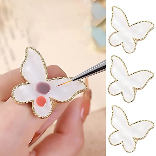 AKOAK 2 Pcs Butterfly Nail Art Resin Palette, Ring Gel Polishing Mixing Tray, Gold Edge Adjustable Nail Ring Gel Color Makeup Plate, DIY Nail Art Display Tool Photography Prop Nail Polish Plate