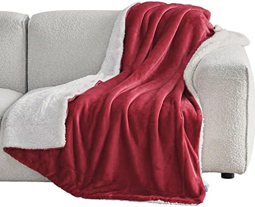Bedsure Sherpa Fleece Throw Blanket for Couch - Thick and Warm, Soft Fuzzy Plush Throw Blanket for Winter, Red, 50x60 Inches