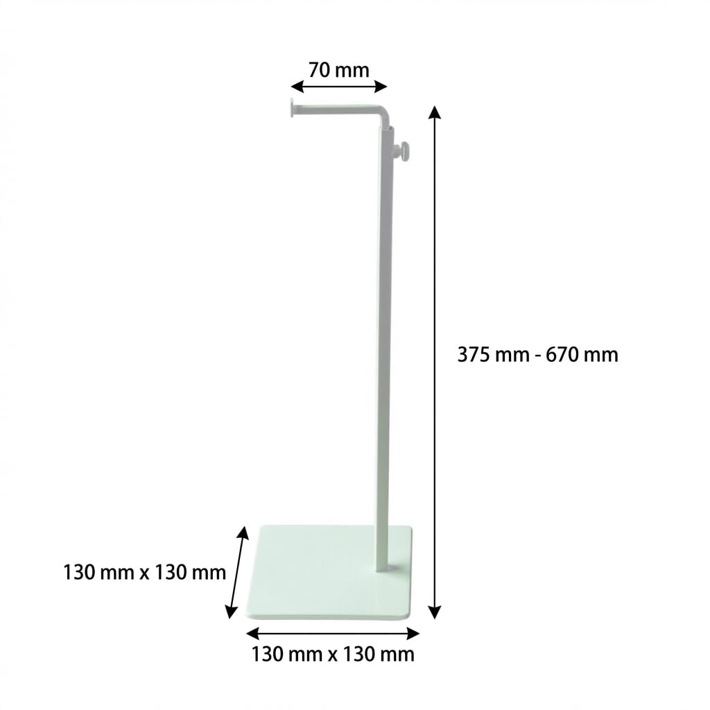 Single Hook Adjustable Purse Display Stand Metal Adjustable Handbag Bag Display Rack Holder (WHITE)
