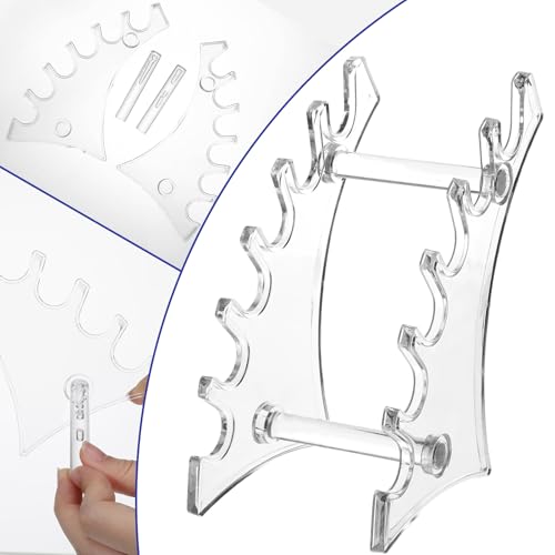 salbsever 4 Pack Pen Stand Display, Acrylic Brush Holder Clear Pen Holder 6-slots Display Stand for Makeup Brushes, Nail Brushes, Home Office Use