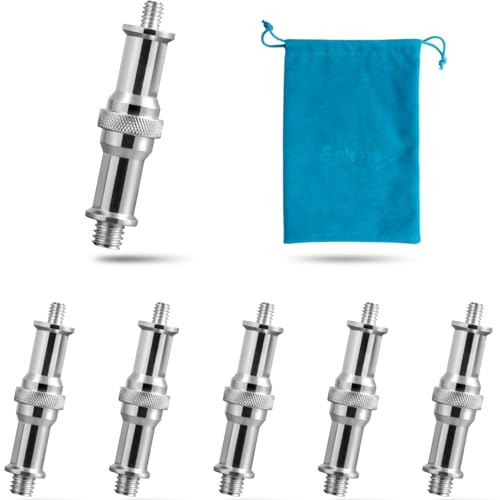 Selens 6 Pcs Standard 1/4 '' to 3/8 '' Metal Male Convertor Threaded Screw Adapter Spigot Stud for Studio Light Stand,Hotshoe/Coldshoe Adapter,Super Clamp and Flash Holder - size: 6Pc