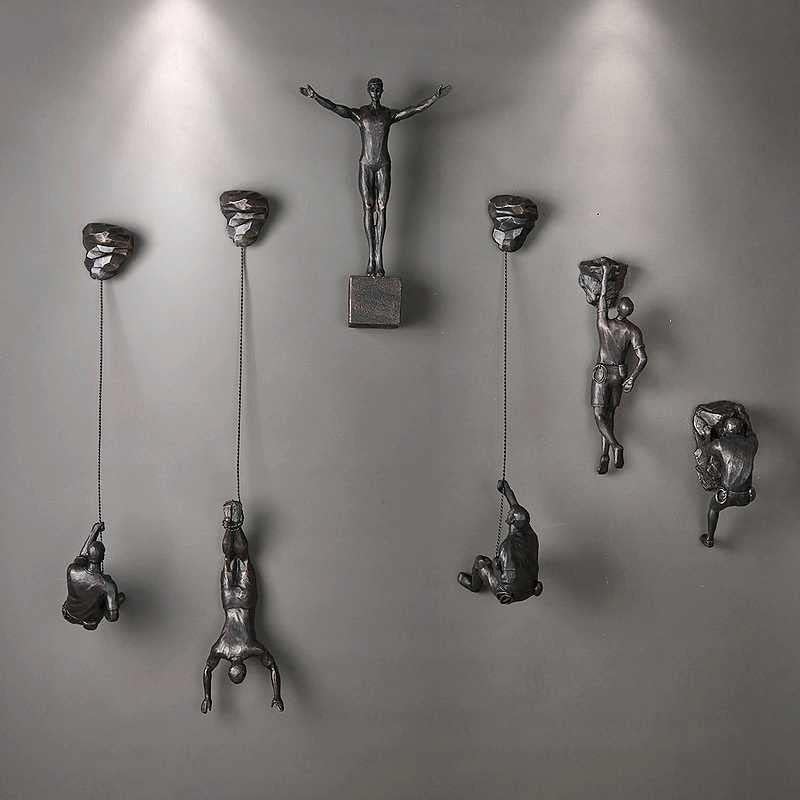 Climbing Men Wall Art Decor Sculpture,Nordic Modern Simplicity Decorative Wall Art, Climbing Man Sculptures,Home & Office Climber Gifts(Stone)