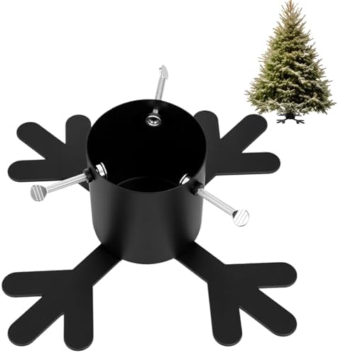 Foilswirl Christmas Tree Stand with Water Reservoir Real Christmas Tree Stand Snowflake Shaped Metal Base Holder Fits for 1.18"-4.33'' Trunk for Home Xmas Party Decoration, 1.4 L Water Capacity