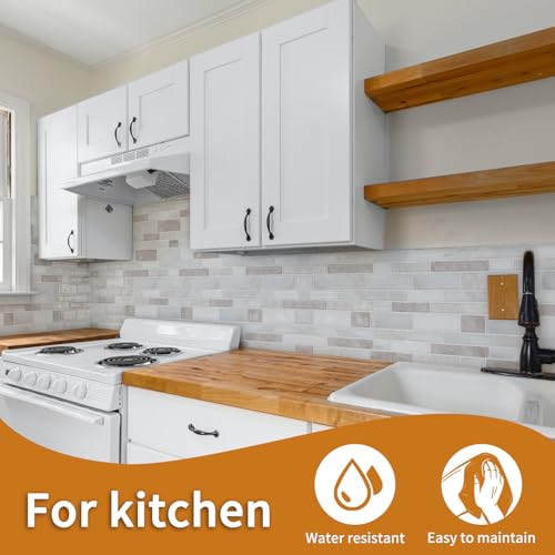 WOWSTAR 10 Sheet Marble Peel and Stick Backsplash for Kitchen,Self-Adhesive Tile Backsplash for Kitchen, Bathroom, 12" x 12", (Beige & White) - color: Beige