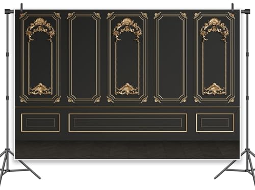 Great 20s Backdrop 20x10ft Vinyl Roaring 1920s Party Photography Background Luxury Black Gold Masquerade Wall Art Decor Dance Prom Photo Props - size: 20x10ft
