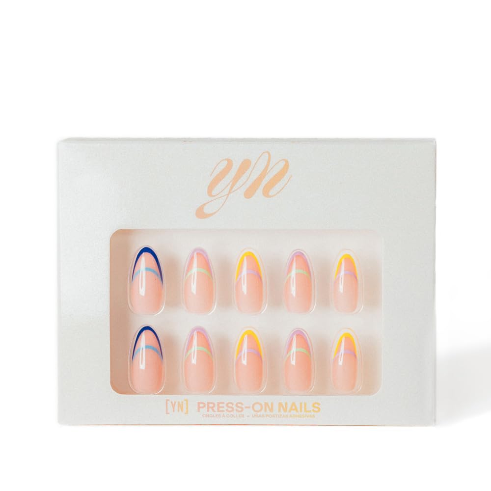 YN Young Nails Press On Nails - Glue On Fake Nails for Women,Medium Oval Shape, Includes Nail Glue, File, Tabs, Quick and Easy Application (Twice As Bright)