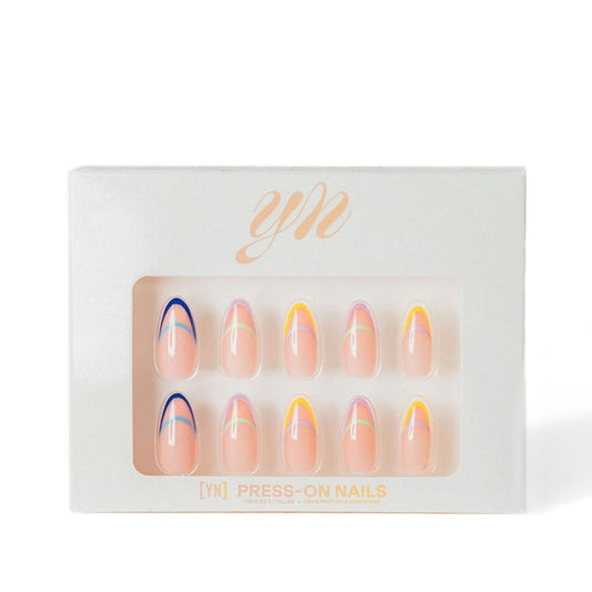 YN Young Nails Press On Nails - Glue On Fake Nails for Women,Medium Oval Shape, Includes Nail Glue, File, Tabs, Quick and Easy Application (Twice As Bright)