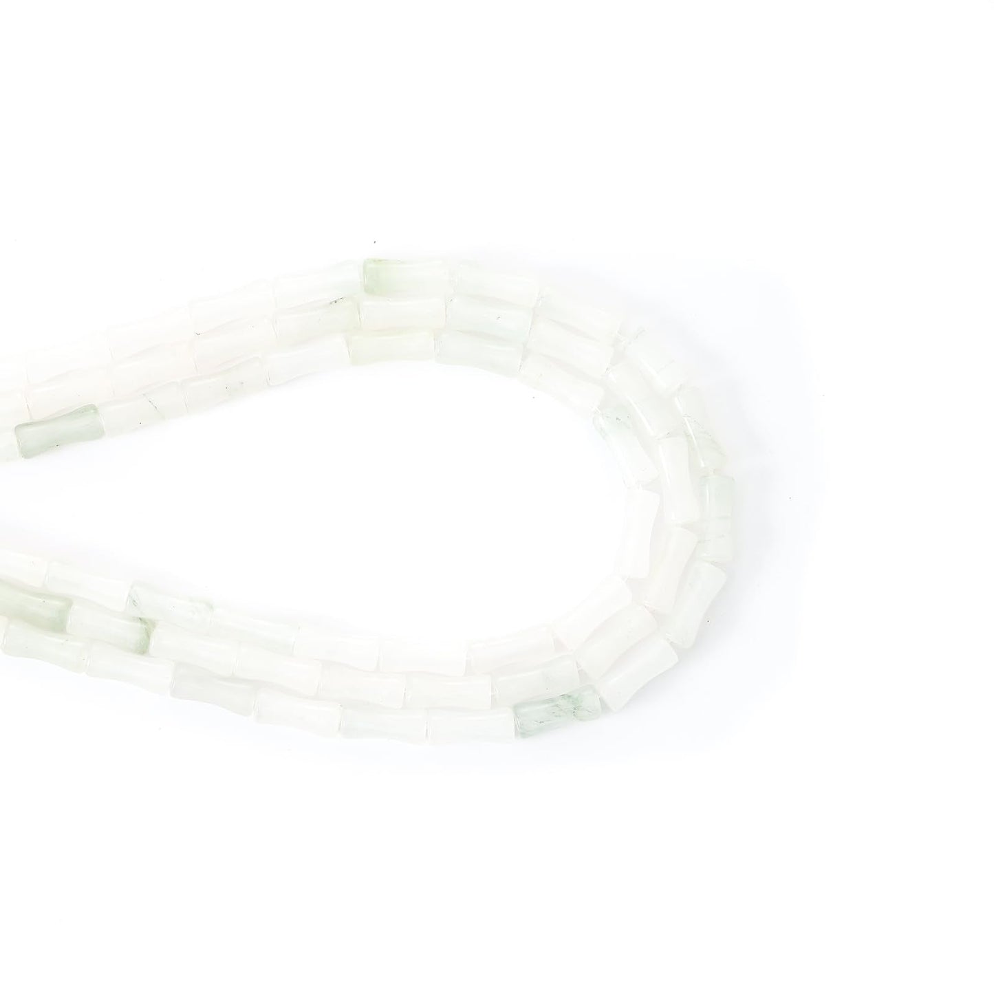 5x12mm Natural White Jasper Stone Bamboo Shape Gem Healing Energy Loose Spacer Beads for DIY Necklace Bracelet Earring