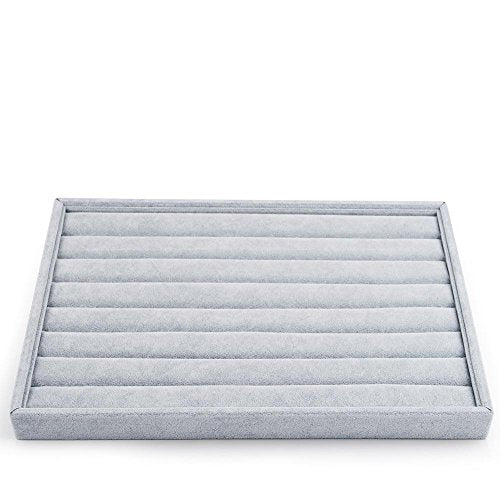 Oirlv Velvet 7 Slots Ring Earrings Studs Tray Showcase Display Jewelry Organizer - size: 7 Slot Ring Display
