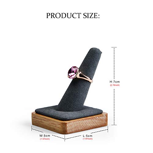 Oirlv Single Finger wooden ring display stand Jewelry Showcase Display Holder (Grey)