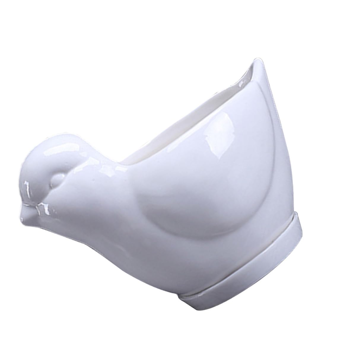 Holibanna Ceramic Succulent Plant Pot Bird Shape Saucer Small White Flower Pot Indoor Desktop Planter Decorative Container for Home Gardening