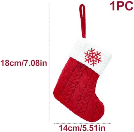 Christmas Stocking Monogram Hanging Socks 7??5.5 Inch Knit Small Sock Hanging Ornament Gift Bags for Xmas Tree Fireplace Home Decoration (Snowflake)