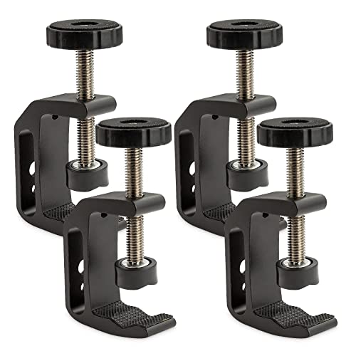 4Pcs Universal C Clamp, Heavy Duty Sturdy 1/4 and 3/8 Thread Hole for Tables Desk Mount, Desktop Mount Holder, Photo Studio Photography, Quick Release U Clip Holder and Wood Work 4 Pack-Black - size: 4PCS