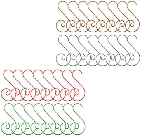 NUOBESTY 80pcs Christmas Metal S Shape Hook for Ornament Hanging, Simple