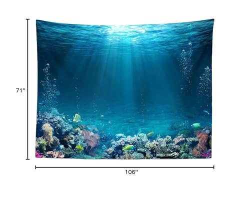 BELECO Underwater World Backdrop 9x6ft Fabric Undersea Backdrop for Photography Under The Sea Tropical Fish and Corral Deep Sea Sunlight Seabed Background Undersea Party Decor Photo Studio Props - size: 9x6FT
