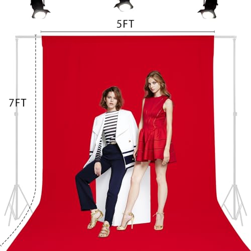Trlyc Red Background Backdrop - 5x7 FT, Polyester, Valentine's Day, Christmas - color: Red, size: 5x7FT