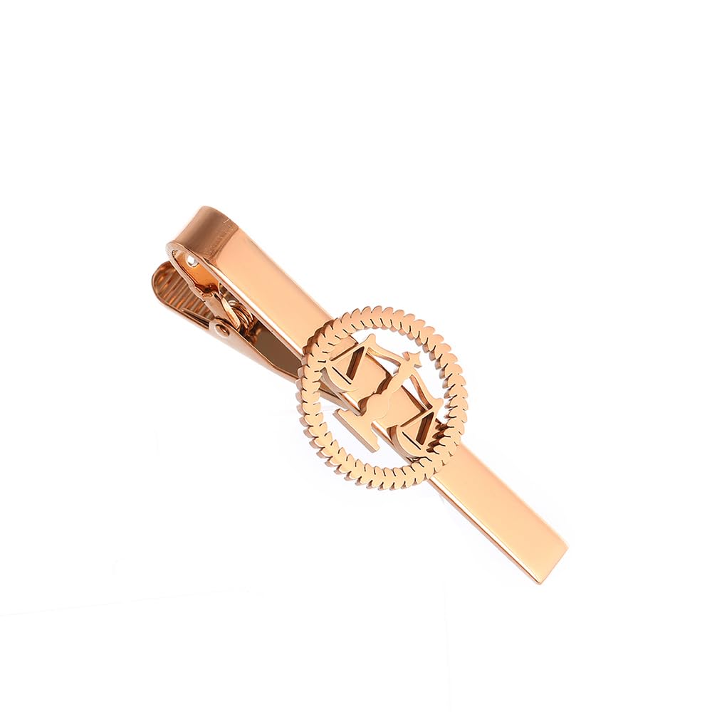 Metal Balance Badges Suit Brooch Libra Scales Brooches For Men (rose gold tie clip)