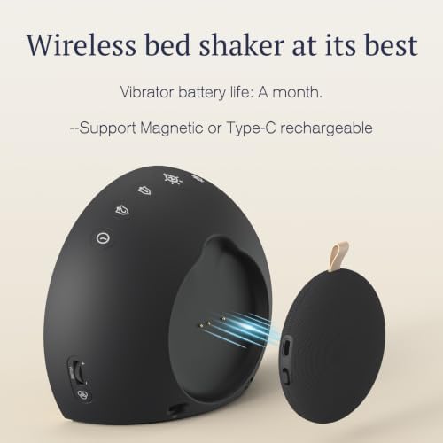 ANJANK Super Loud Alarm Clock with Wireless Bed Shaker, Vibrating Dual Alarm with Light Wake Up for Heavy Sleepers & Hearing Impaired, 9-Color Night Light, 8 Sounds, 0-100% Dimmer, USB Charger