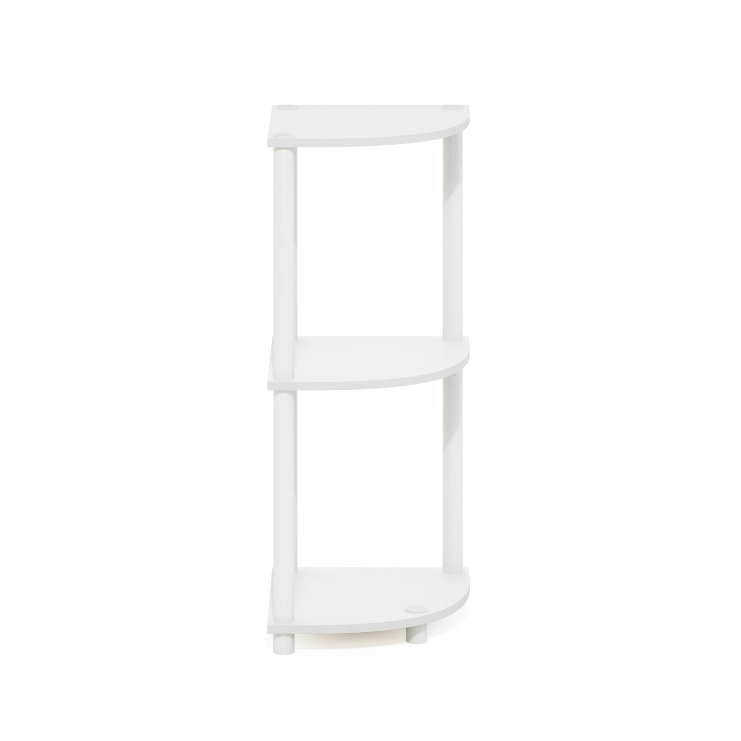 Furinno Turn-N-Tube Corner Shelf, 3-Tier Corner Bookshelf, Display Storage Shelves with Open Shelves, for Organization and Storage, Living Room, Home Office, Garage, White