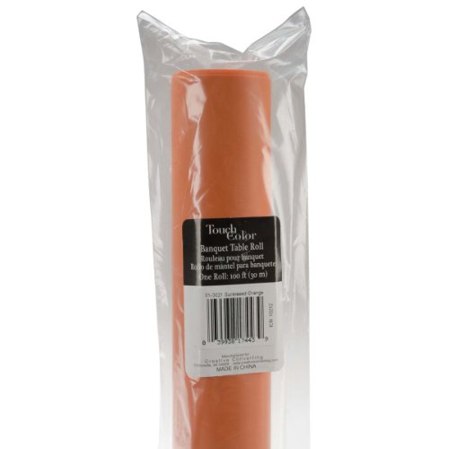 Creative Converting Roll Plastic Table Cover, 100-Feet, Sunkissed Orange - color: Orange Plastic