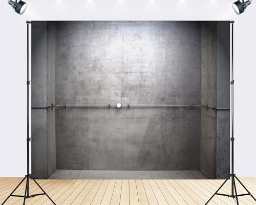 Trykid 5x3ft Minimal Concrete Wall Metal Rod Backdrop Modern Industrial Interior Photography Background Product Shoot Studio Setup Tapestry Party Decoration Photo Studio Prop Fabric - size: 5x3ft