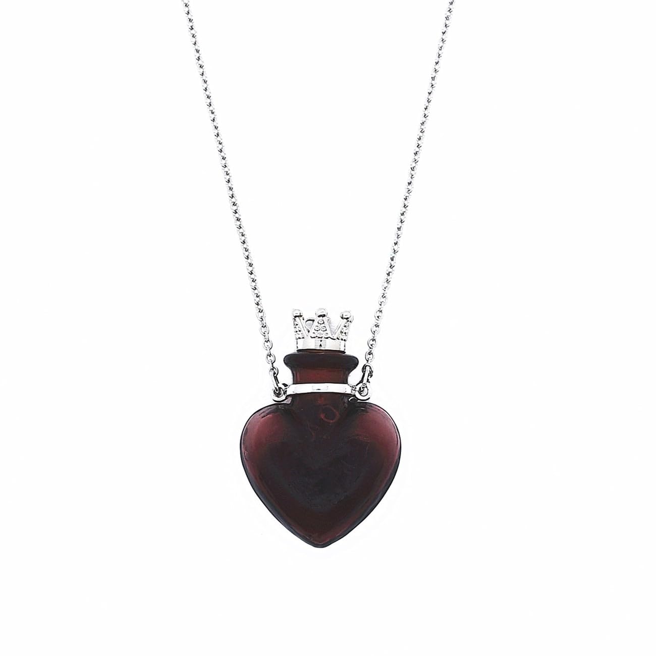 Glaze Glass Heart-Shaped Refillable Essential Oil Necklace Pendant - Aromatherapy Perfume Diffuser Pendant with Stainless Steel Chain (Grape Purple)
