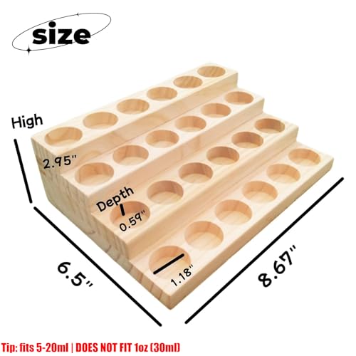Essential Oil Display Stand 4 Tier Essential Oil Holder Solid Wood Essential Oil Rack for 24 Bottles Tabletop Display Holder Bottle Organizer for 5-20ml Bottles Display for Essential Oils - style: 4 Layers-1