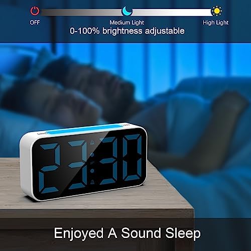 Topski Loud Alarm Clocks for Bedrooms Heavy Sleepers, Digital Bedside Clock with Night Light, Large Display, Dual Alarm, Snooze, Dimmable for Kids Teens Boys Girls