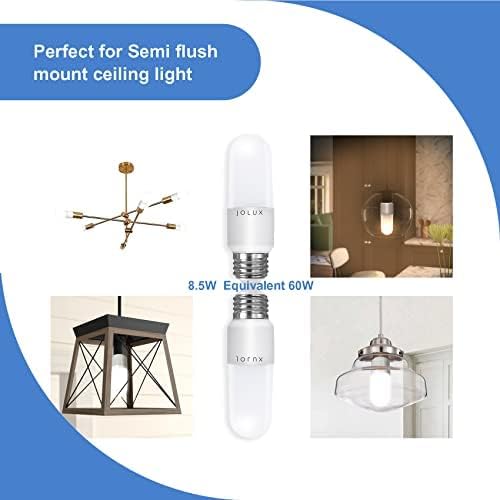 Jolux LED Stick Light Bulbs, Enclosed Fixture Rated,60W Equivalent, 6500K True White, 800 Lumen,Medium Screw Base E26 led Bulbs,Non-Dimmable,6 Count (Pack of 1)…