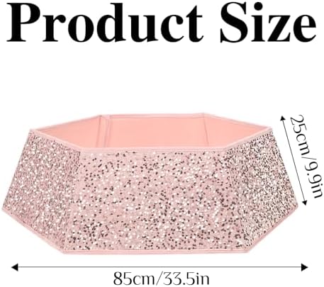 XmasExp Christmas Tree Collar, 33.5 inch Sequin Tree Skirt Stand Base Cover for Home Decor, Large Size 6 Piece, Rose Gold