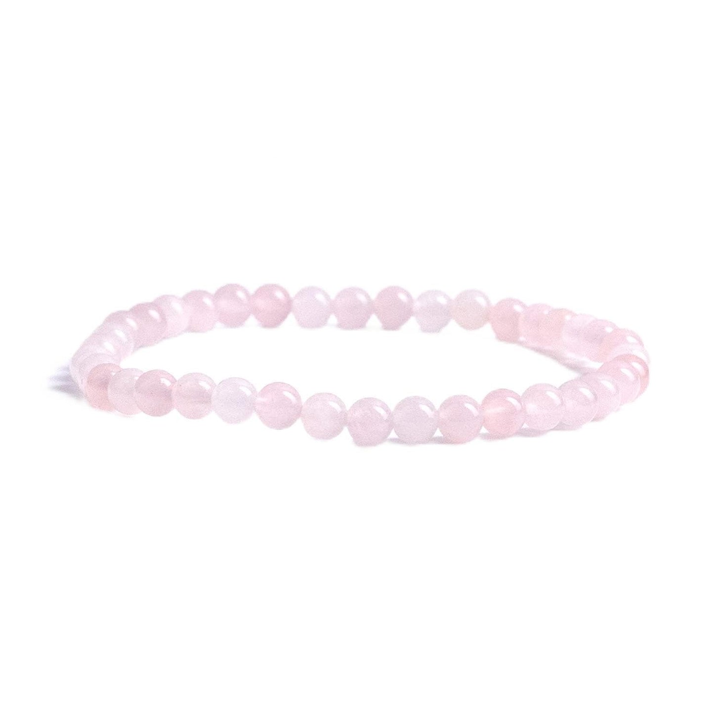 Cherry Tree Collection - Small, Medium, Large Sizes - Gemstone Beaded Bracelets For Women and Men - 4mm Round Beads (Rose Quartz, Medium)